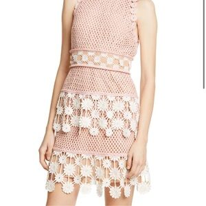 Self-portrait pink Crochet Lace Dress
